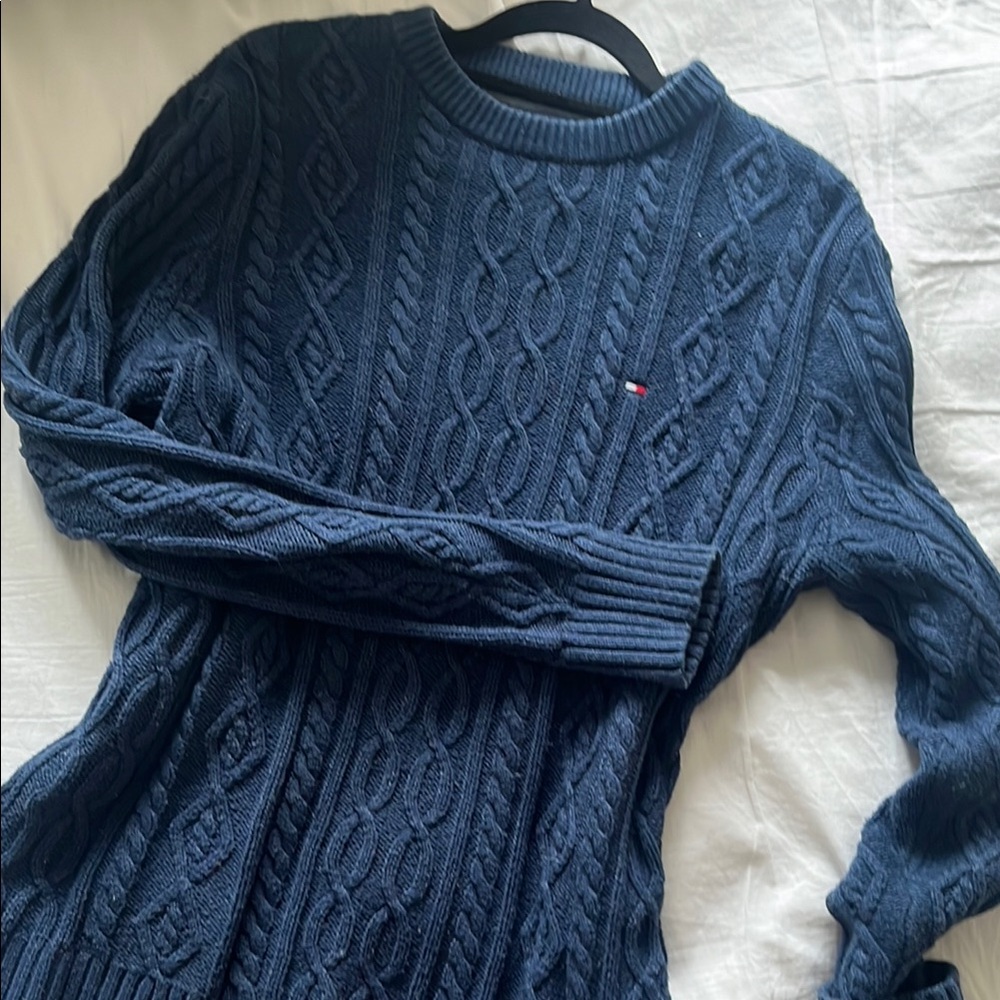 Tommy Hilfiger Navy Cable Knit Crewneck Sweater